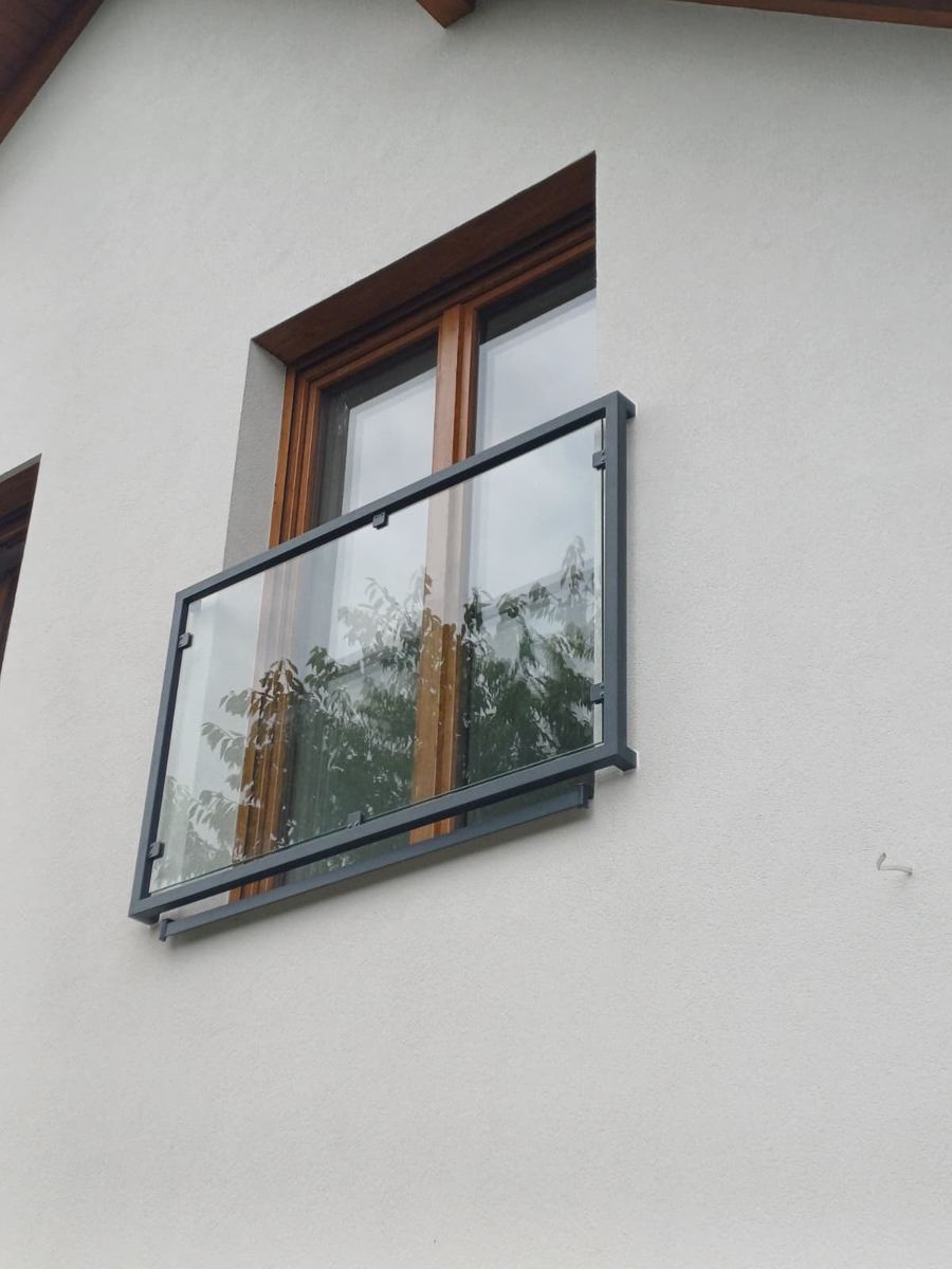 Balustrada francuska ze szkłem, rama antracyt